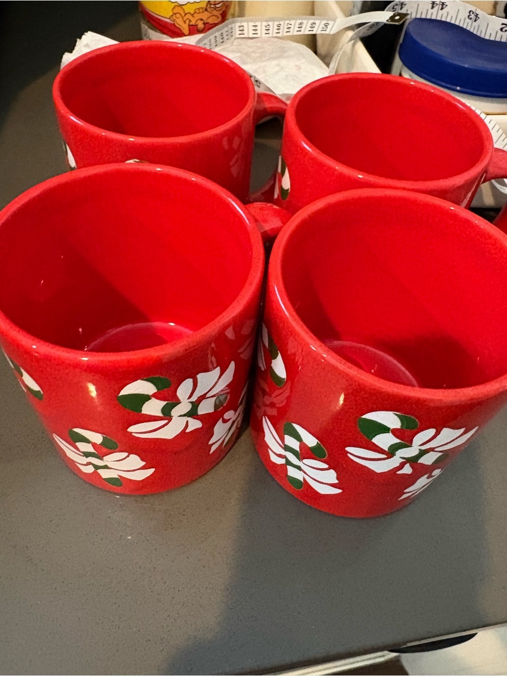 Vintage Waechtersbach Germany Red Ceramic Mug With Green and White Candy Canes - Picture 9 of 9